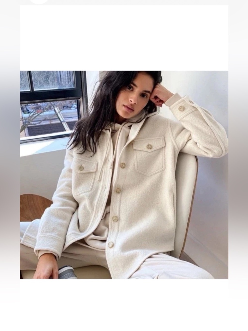 Aritzia Wilfred Free The Ganna Shirt Jacket Shacket Heather Bone Size 2XS